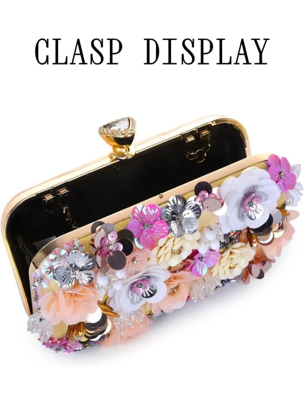 Elegant Floral Evening Clutch with Chain Strap | Stylish Women's Shoulder Bag
